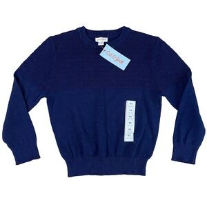 Cat & Jack XS X-Small ( 4/5 ) Boys Navy Blue Knitted Pullover Ribbed Sweater